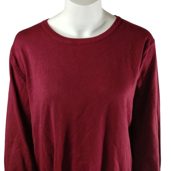 Zenana Misses 2X  Burgundy Crew Neck Button Sleeve Sweater - Picture 8 of 8